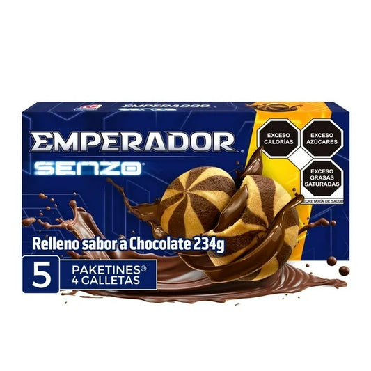 Galletas Emperador Senzo con relleno sabor a chocolate 5 paquetes de 4 pzas c/u