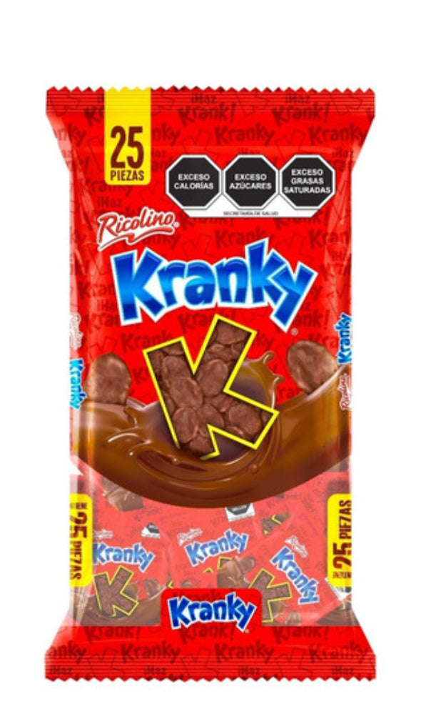 Ricolino Mini Kranky Hojuela De Maiz Cubierta Con Chocolate 25 piezas