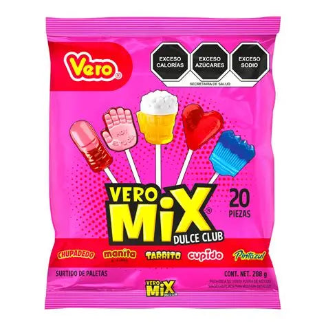 Dulces Vero paletas Mix Dulce Club bolsa con 20 piezas