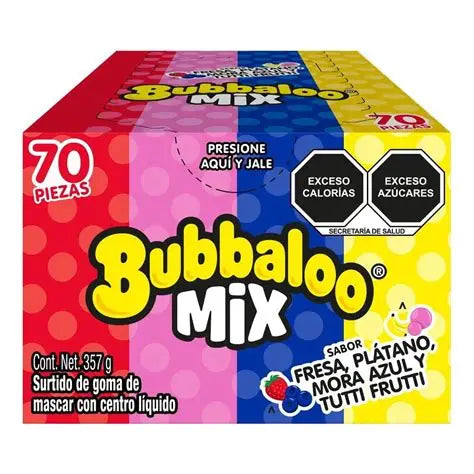 Surtido de goma de mascar Bubbaloo mix sabor fresa plátano mora azul y tutti frutti 357 g